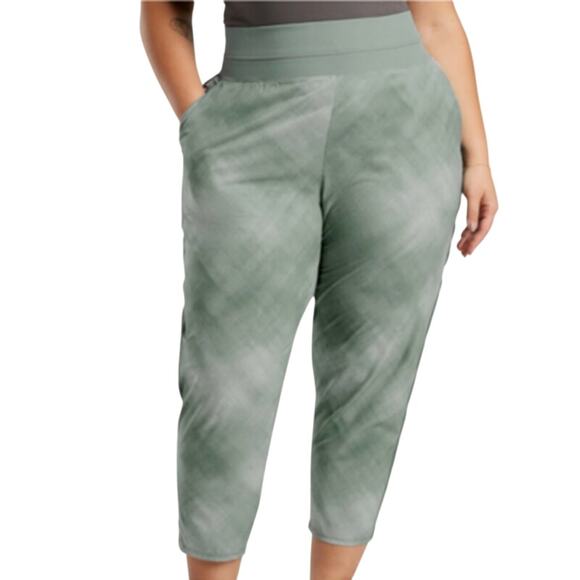 Athleta Nolita Slim Tapered Printed Crop Pant Denali Grey Green Women's 24 NWT - Picture 1 of 12